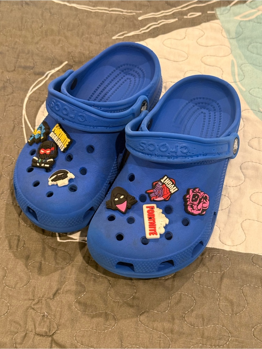 CROCS Kids Royal Blue Clog Sandals with Game Character Jibbitz